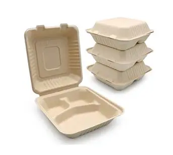 1000 ml stapelbare nachhaltige Großhandel biologisch abbaubare Pflanzen faser Bento Lunch Box 3 Fach