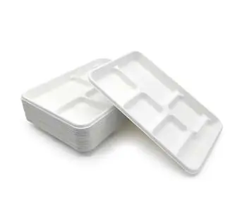 6 Fach biologisch abbaubares Mittagessen Tablett für Schule Gefrier schrank Sichere Faser Zellstoff umwelt freundlich erneuerbare hitze beständig