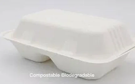 Zuckerrohr Bagasse Einweg biologisch abbaubar 850ml 2 Comp Clam shell Box